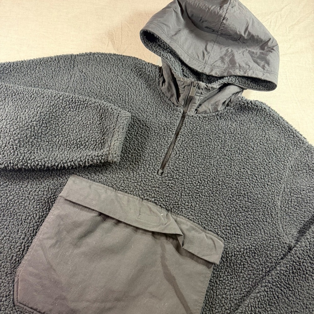 Jordan Sherpa Fleece Hoodie Mens Large Black Excellent‎ Quarter Zip Pullover